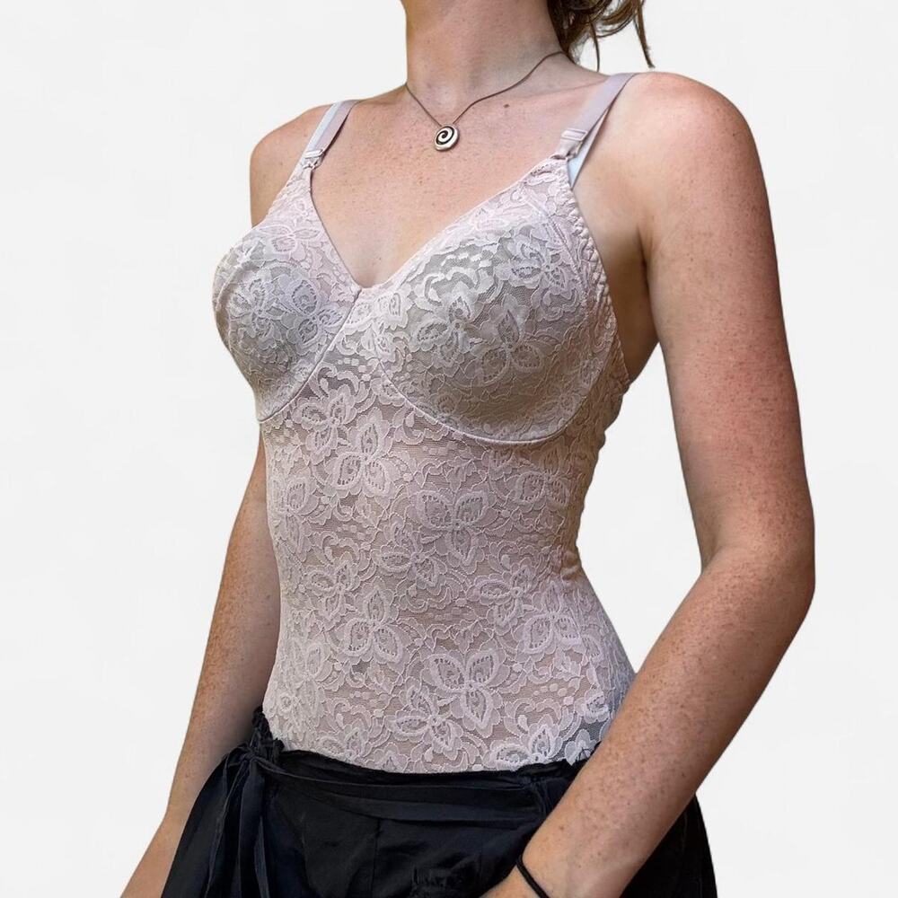 Vintage light pink lace bustier